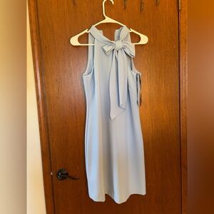 Vince Camuto Light Blue Midi Dress with Bow Tie Neck
